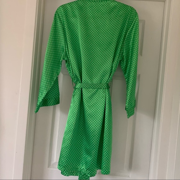 Green + White polka dot silky robe - Picture 2 of 4